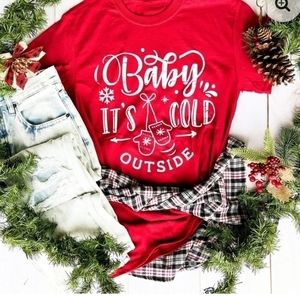 Baby it's cold outside graphic tee Size small